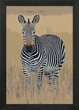 ZEBRA ON BROWN GRASS Framed