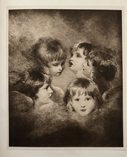 Heads of Angels | Antique 1901 Print by Joshua Reynolds | Sepia National Gallery