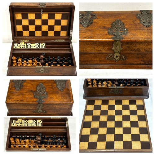 Victorian oak case games - victorian, chess
