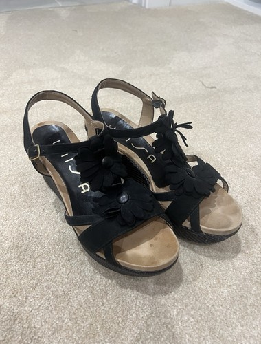 Unisa black flower sandal - flower,