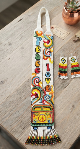 Handcrafted seed bead peace - bead, "peace