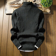 Winter Mens Warm Knitted Sweater Polo Roll Turtle Neck Jumper Pullover Slim Top