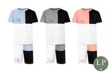 Personalised Shorts and T-shirt Set Pan Contrast Design Boys Name