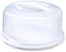 Whitefurze Plastic Cake Box – White, ACCURATE Round.