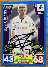 MATCH ATTAX SIGNED CARD - SAM CLUCAS - SWANSEA CITY