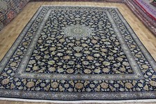 Signed Handmade PersianOriental Blue Carpet With Fine Kurk Wool 405 X 302 cm