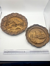 2x Vintage Carved Wood Wall