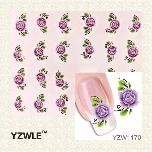 Purple rose flower nail art - flower,