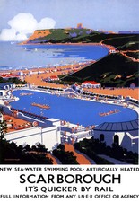 Scarborough New Seawater Swimming Pool LNER Train Rail Travel Poster Print