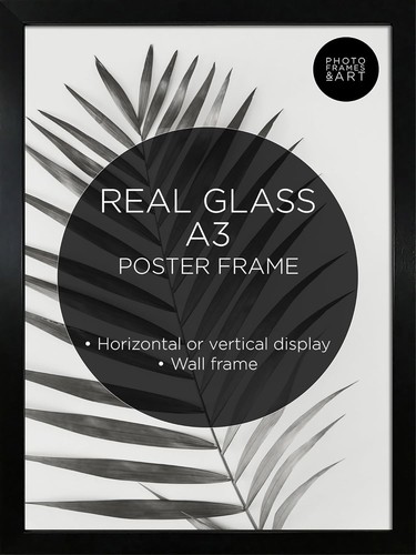 Black frame glass a3 - black,