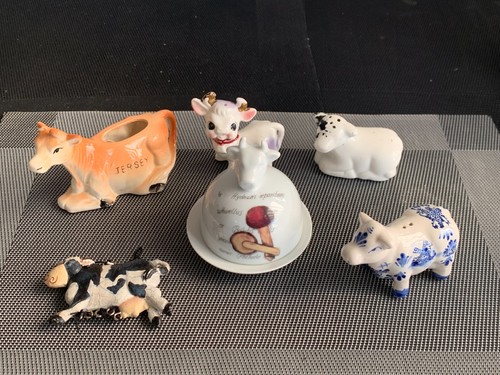 Vintage ceramic cows - ceramic,