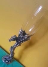 Myths & Legends Pewter Dragon Wine Glass Flute Goblet..