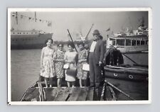 Old B&W Photo Group Men Women Dinghy on River Hooghly 1964