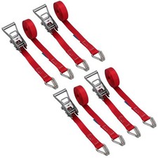 4pk Ratchet Strap Stainless Steel Boat Trailer 3.7m 25mm Marine Grade Claw Hook