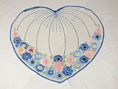 Vintage hand embroidered heart - hand,