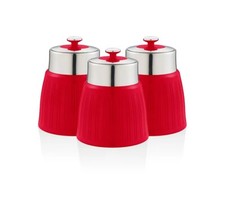 Swan Retro Red Tea, Coffee & Sugar Canisters Set of 3 Kitchen Storage SWKA1024RN