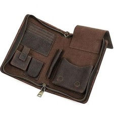 Premium Cigar Storage Case Genuine Leather Cigar Case Card Slots Store Passport