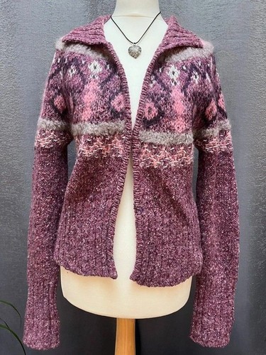 2000s purple fairisle knitted - 2000s,