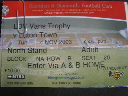 2003 ticket rushden and - 04/11/2003, ticket: