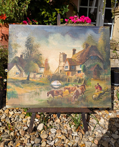 Vintage original signed oil - signed, on