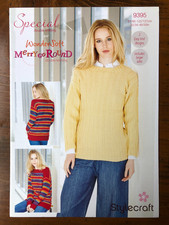 Stylecraft 9395 knitting pattern ladies easy knit rib sweater crew or slash neck