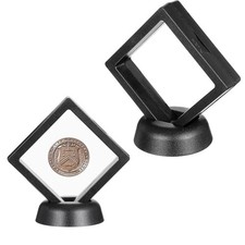 YUXIANLB Challenge Coin Holder Display, 2Pack Pretty 3D Floating Frame with Stan