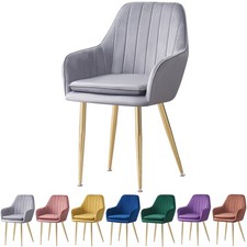 1/2/4 Dining Chair Velvet Padded Seat Armchair w/ Backrest Kitchen Lounge Cafe 