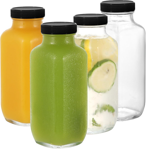 Glass bottles with lids 4pcs - with, lids,