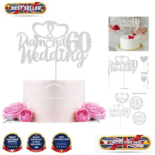 Glittery 60th wedding cake - glittery,
