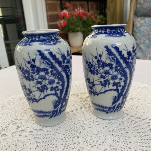Pair vintage blue white - vintage,