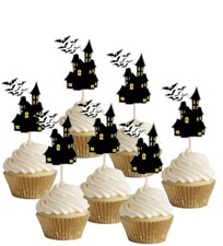 24 Precut Haunted House Food Cupcake Toppers Picks Party Halloween Decorations