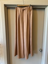 Zara Trousers Small S 8-10 Copper Brown/Pink High Waisted Elastic Wide Leg Pant