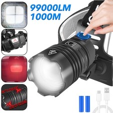 Headlamp Rechargeable LED Headlight Zoomable Head Torch Flashlight Lamp Fishing