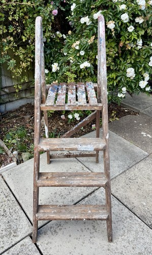Vintage wooden step ladder - vintage,