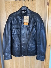 Belstaff Men's Turner Leather Motorcycle Jacket Size XL Antique Black BNWT Italy