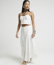 RIVER ISAND white denim midi