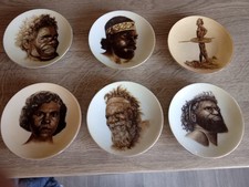 Brownie Downing 1940's 6 Aboriginal Art Small Dishes - 10 Cms