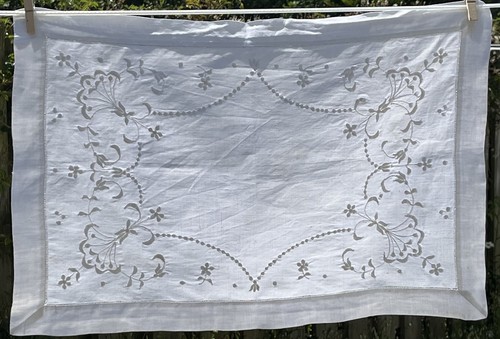 Vintage hand embroidered tray - embroidered,