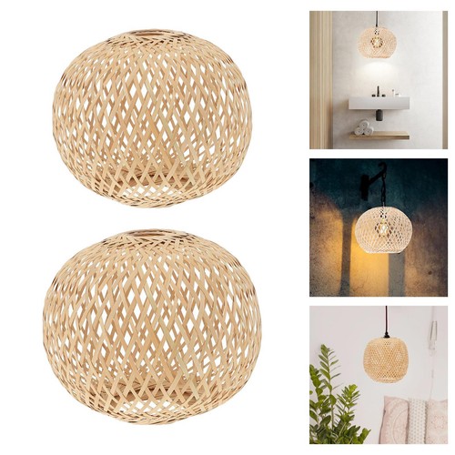 Bamboo woven lampshade pendant - woven,