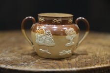Royal Doulton Lambeth Stoneware Loving Cup 9006 Hunting Relief c1900 6.5cm