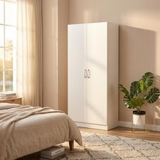 White 2 Door Double Wardrobe