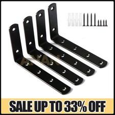 1/2/4PCS Metal Corner Braces Brackets Right Angle L-Shape Brace Bracket Black