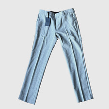 TOPMAN Wool Blend Cropped Pants Size 32x29 Light Grey with Side Seam Piping