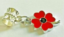 Poppy Charm on Silver Coloured