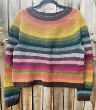 Hand Knit Brand New Pure Wool Rainbow Jumper Unique OOAK