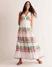 BNWT Boden Serena Cotton Tie Maxi Dress Sz 20 Multi Tropical Parrot