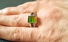 925 Sterling Silver Genuine Canadian Ammolite and Multi Gemstones Ring 