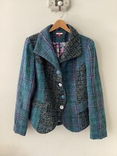 Ladies Joe Browns Boucle Green/Blue Wool Blend Jacket, UK Size 16, Good Conditi