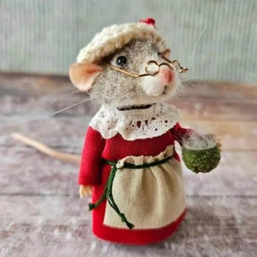 Mouse christmas needle felted - christmas,
