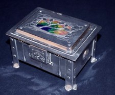 Superb Arts and Crafts Art Nouveau Silver Plated Enamel Jewellery Casket